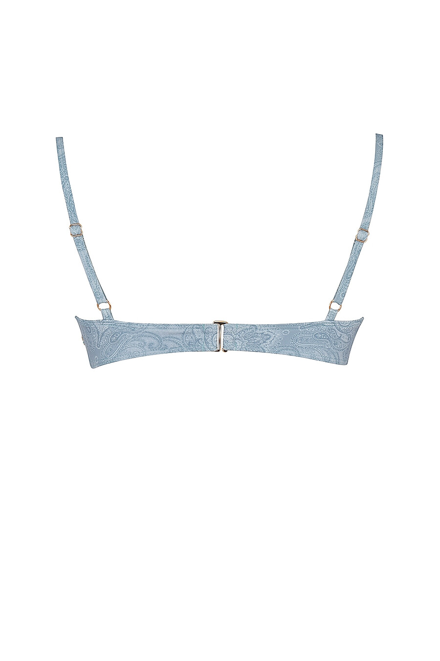 blaues paisley-bikini-oberteil mit bügeln
