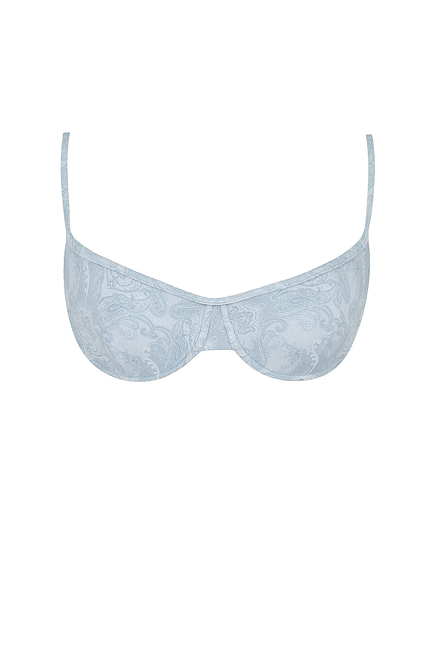 blaues paisley-bikini-oberteil mit bügeln