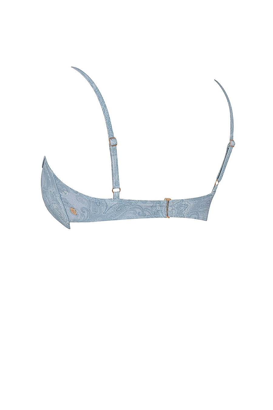 blaues paisley-bikini-oberteil mit bügeln