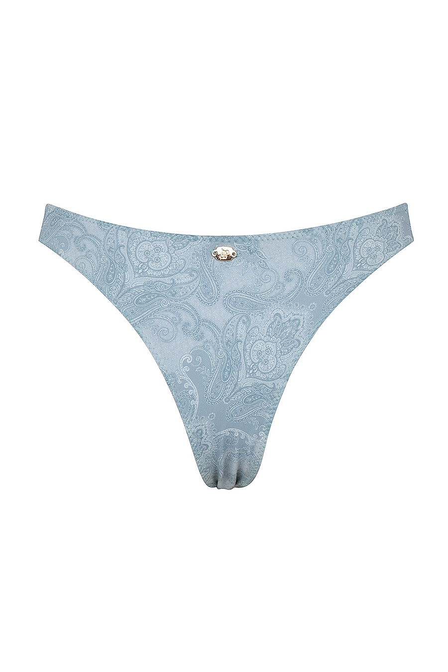 blaues bikinihöschen mit paisley-muster und hohem beinausschnitt