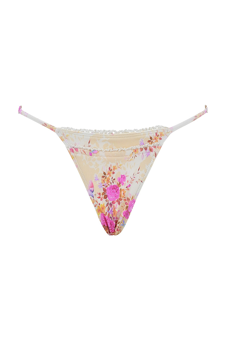 bikinihose mit blumenmuster und rüschensaum