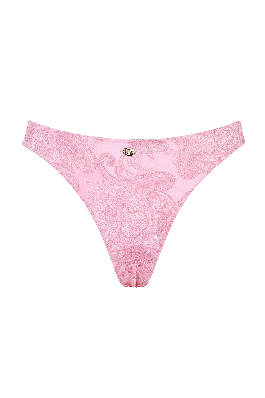 pinkfarbenes bikinihöschen mit paisley-muster und hohem beinausschnitt