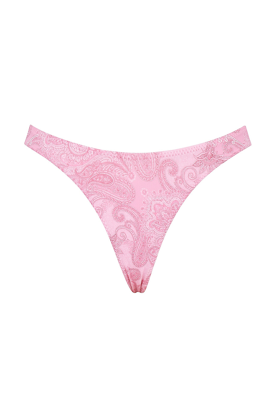pinkfarbenes bikinihöschen mit paisley-muster und hohem beinausschnitt