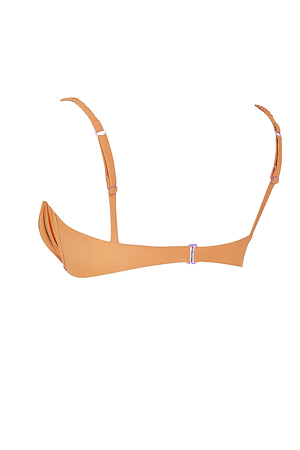 hellorange gerafftes bikinioberteil
