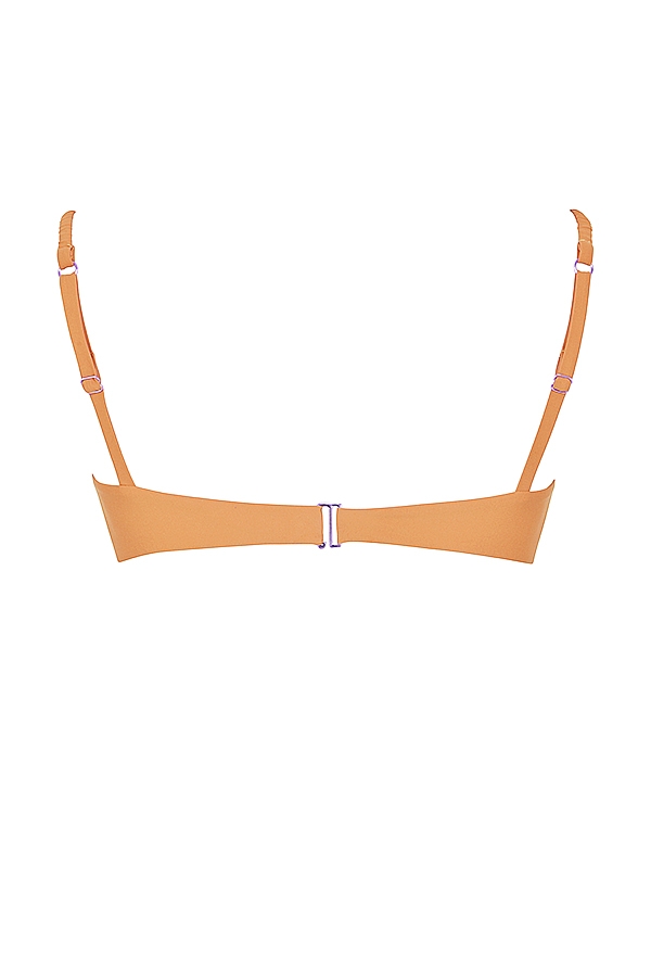 hellorange gerafftes bikinioberteil