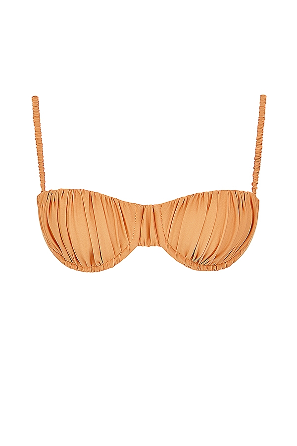 hellorange gerafftes bikinioberteil