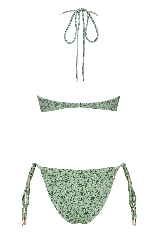 grüner bikini mit blumenmuster und umgekehrtem dreiecksausschnitt