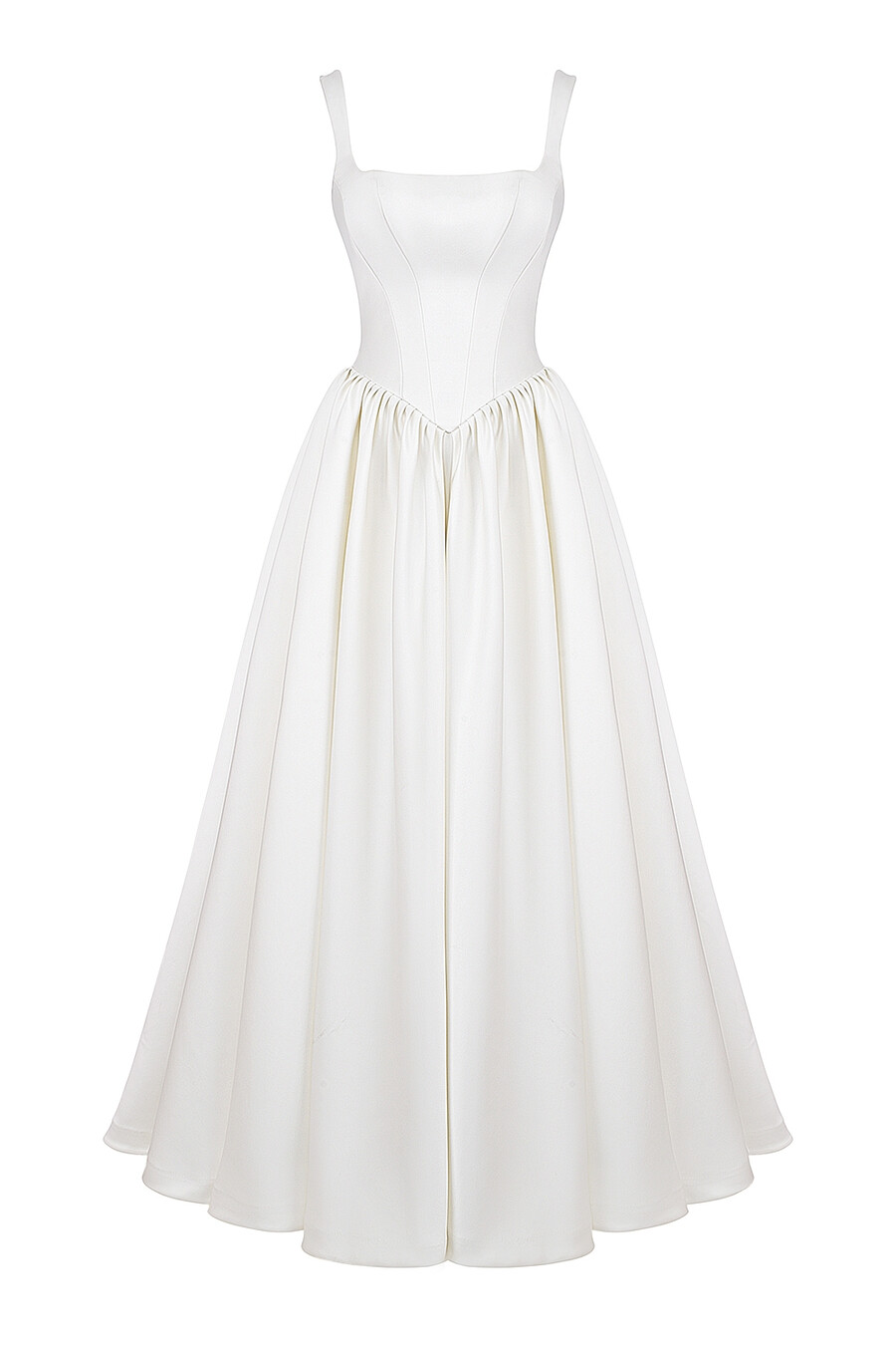brautkleid aus elfenbeinfarbenem italienischem satin mit korsett