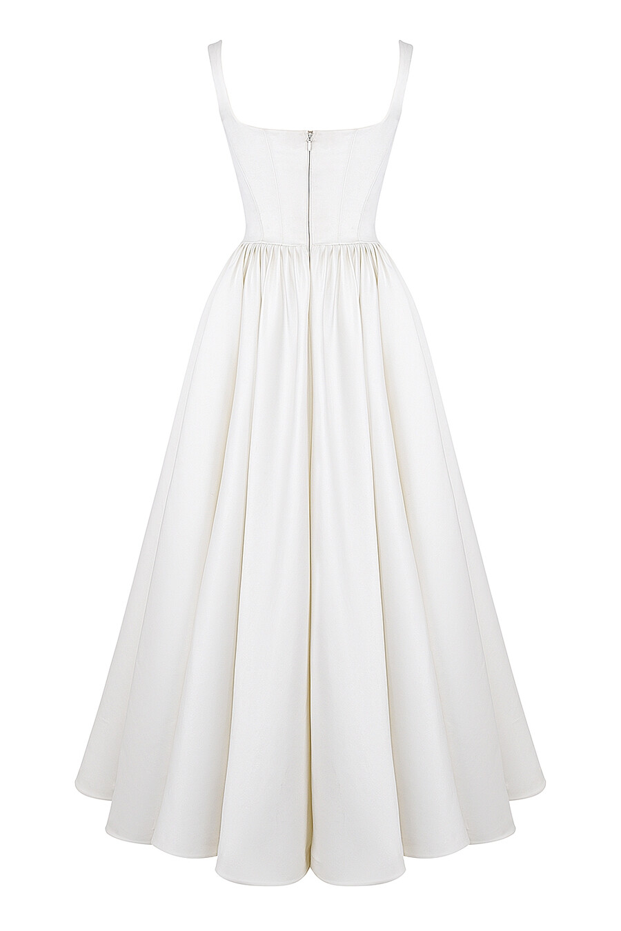 brautkleid aus elfenbeinfarbenem italienischem satin mit korsett