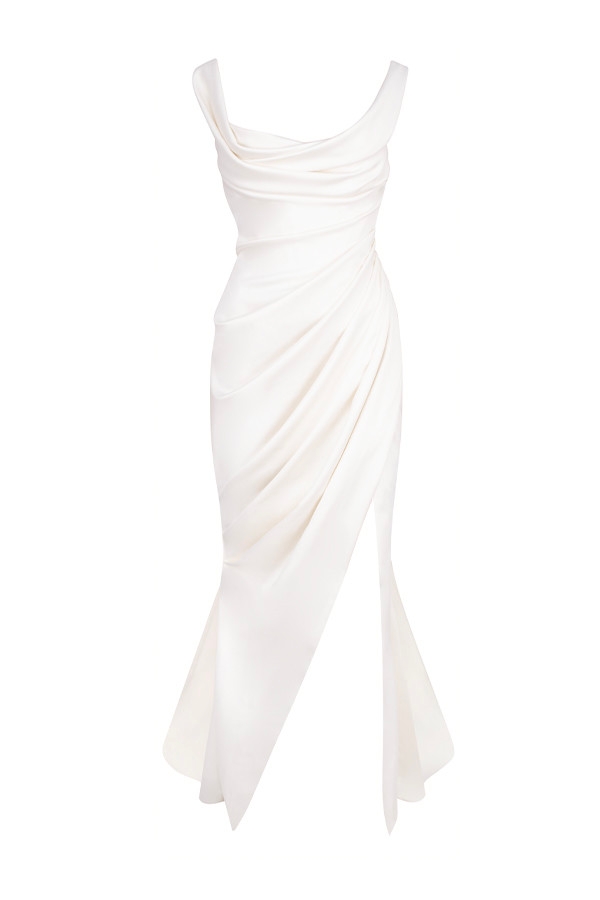 elfenbeinfarbenes brautkleid mit drapiertem korsett – limitierte auflage