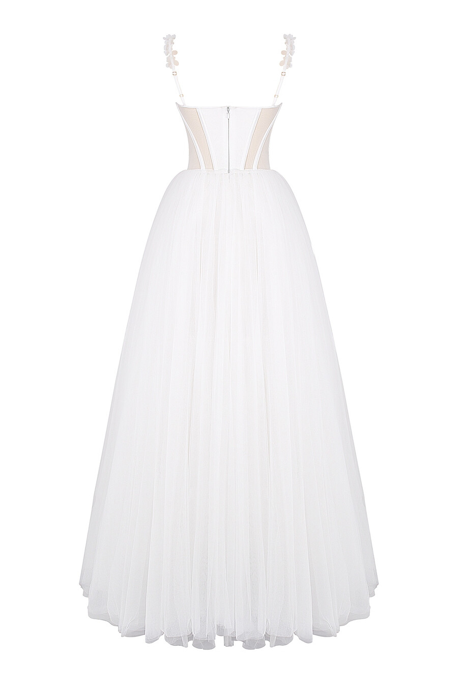 brautkleid aus weißem floralem spitzen-tüll
