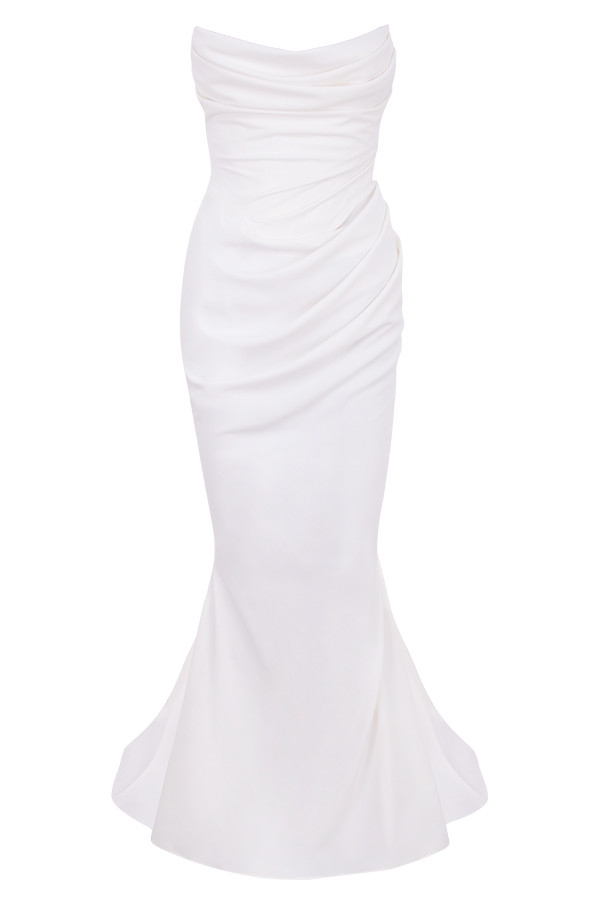 elfenbeinfarbenes drapiertes trägerloses brautkleid – limitierte auflage