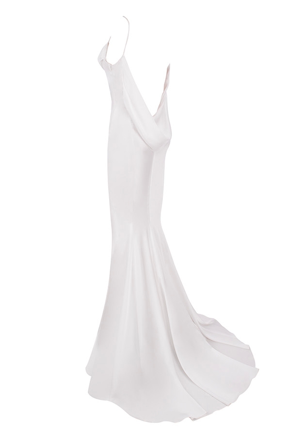elfenbeinfarbenes brautkleid mit drapiertem rücken – limitierte auflage
