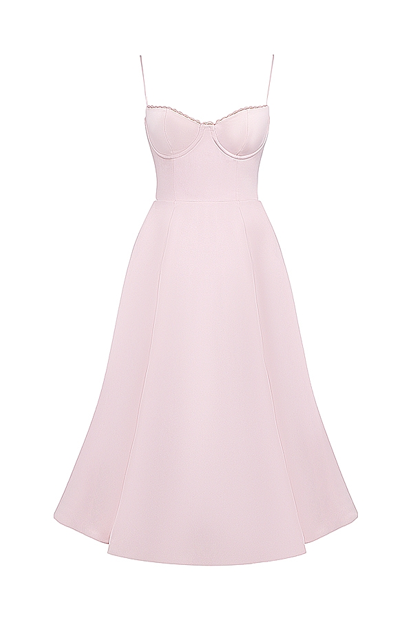 ballerina-kleid in rosa midi-länge