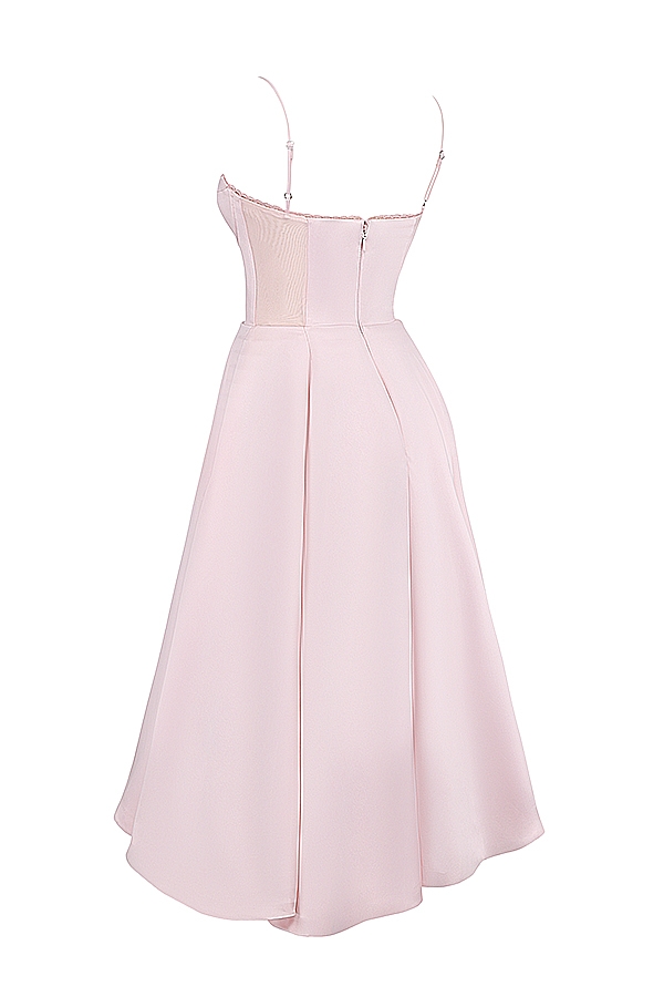 ballerina-kleid in rosa midi-länge