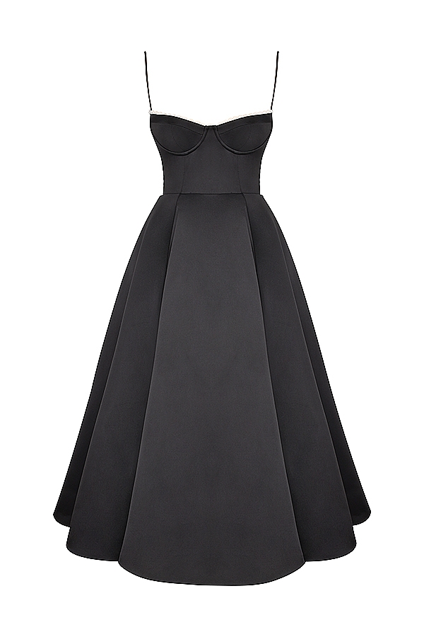 schwarzes tüll-midikleid