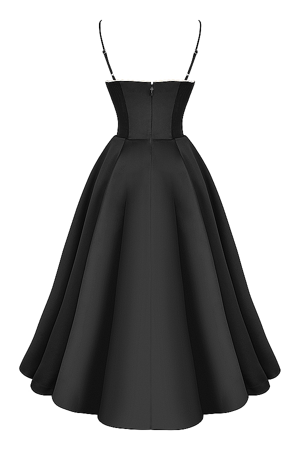 schwarzes tüll-midikleid