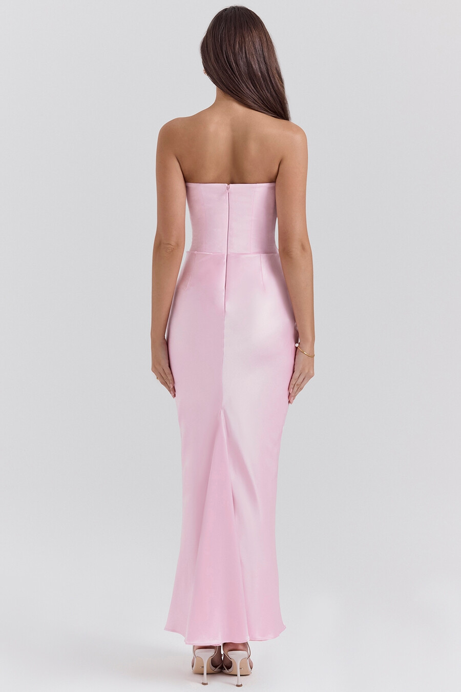 rose shadow trägerloses maxikleid mit korsett-design