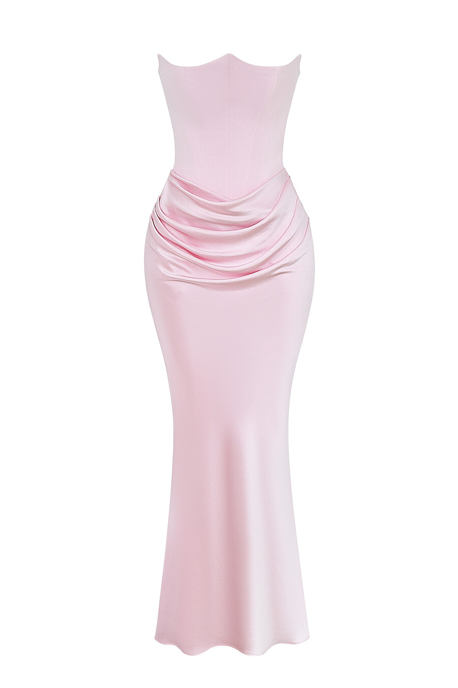 rose shadow trägerloses maxikleid mit korsett-design
