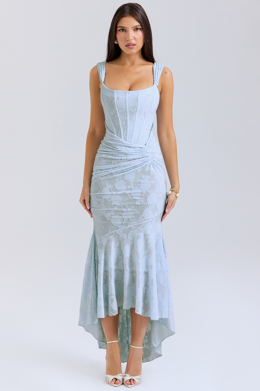 maxikleid mit glockenblumenmuster