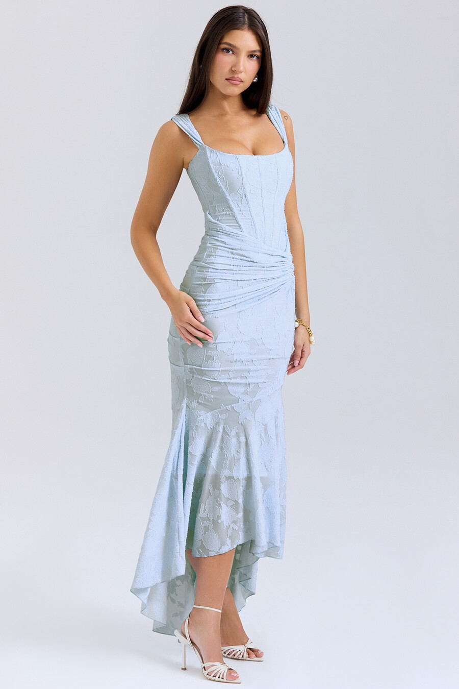maxikleid mit glockenblumenmuster