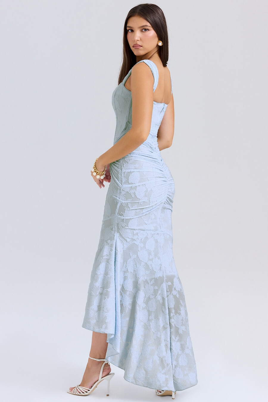 maxikleid mit glockenblumenmuster