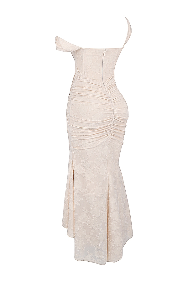 vintage cremefarbenes maxikleid mit blumenmuster