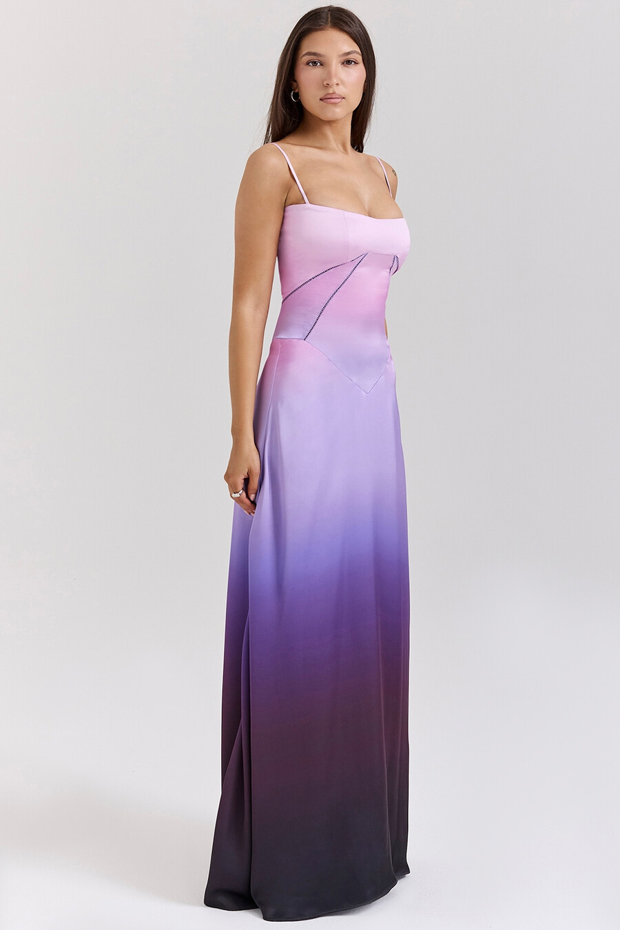 maxikleid mit ombré-print und schnürung