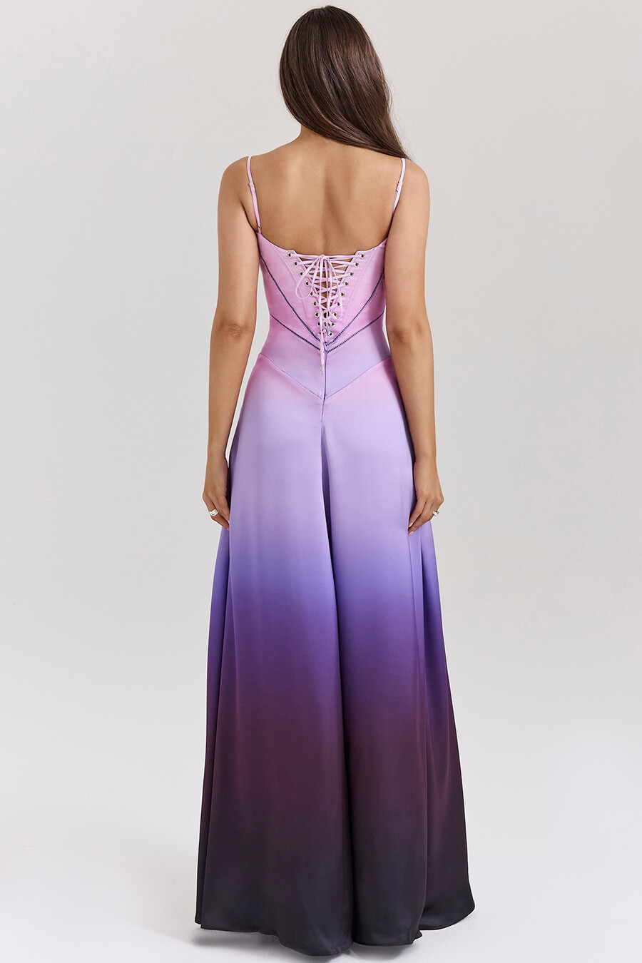 maxikleid mit ombré-print und schnürung