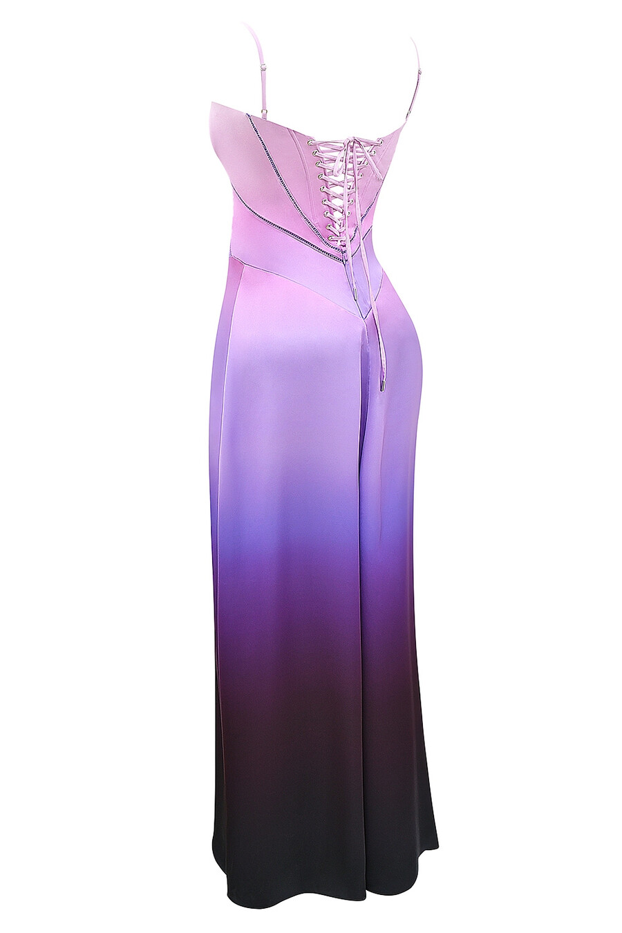 maxikleid mit ombré-print und schnürung