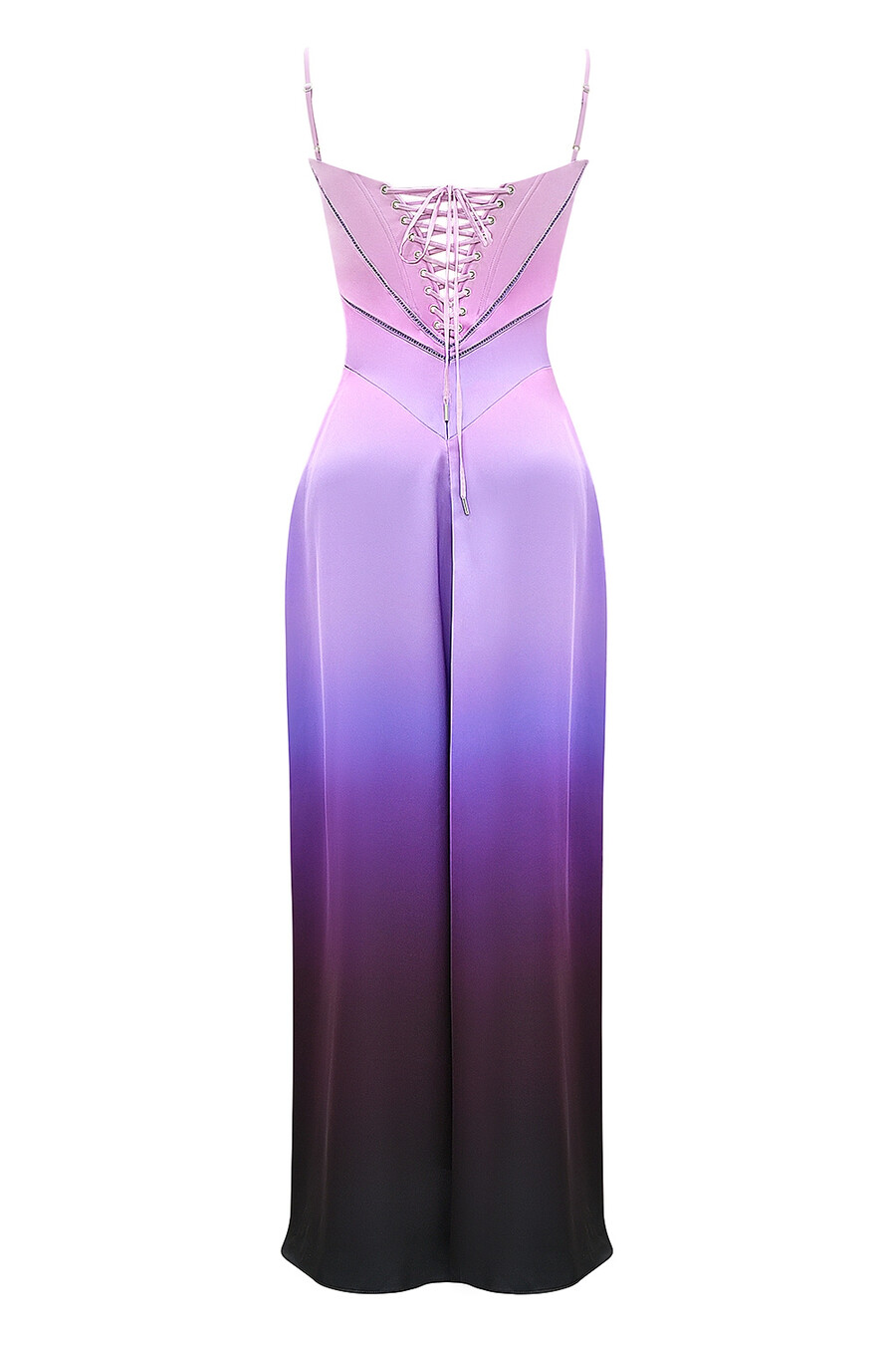 maxikleid mit ombré-print und schnürung