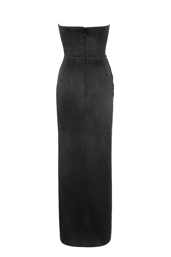 schwarzes trägerloses maxi-korsett aus satin