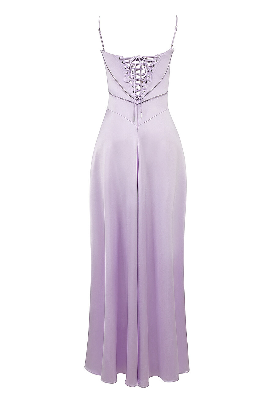 orchideenfarbenes maxikleid mit schnürung