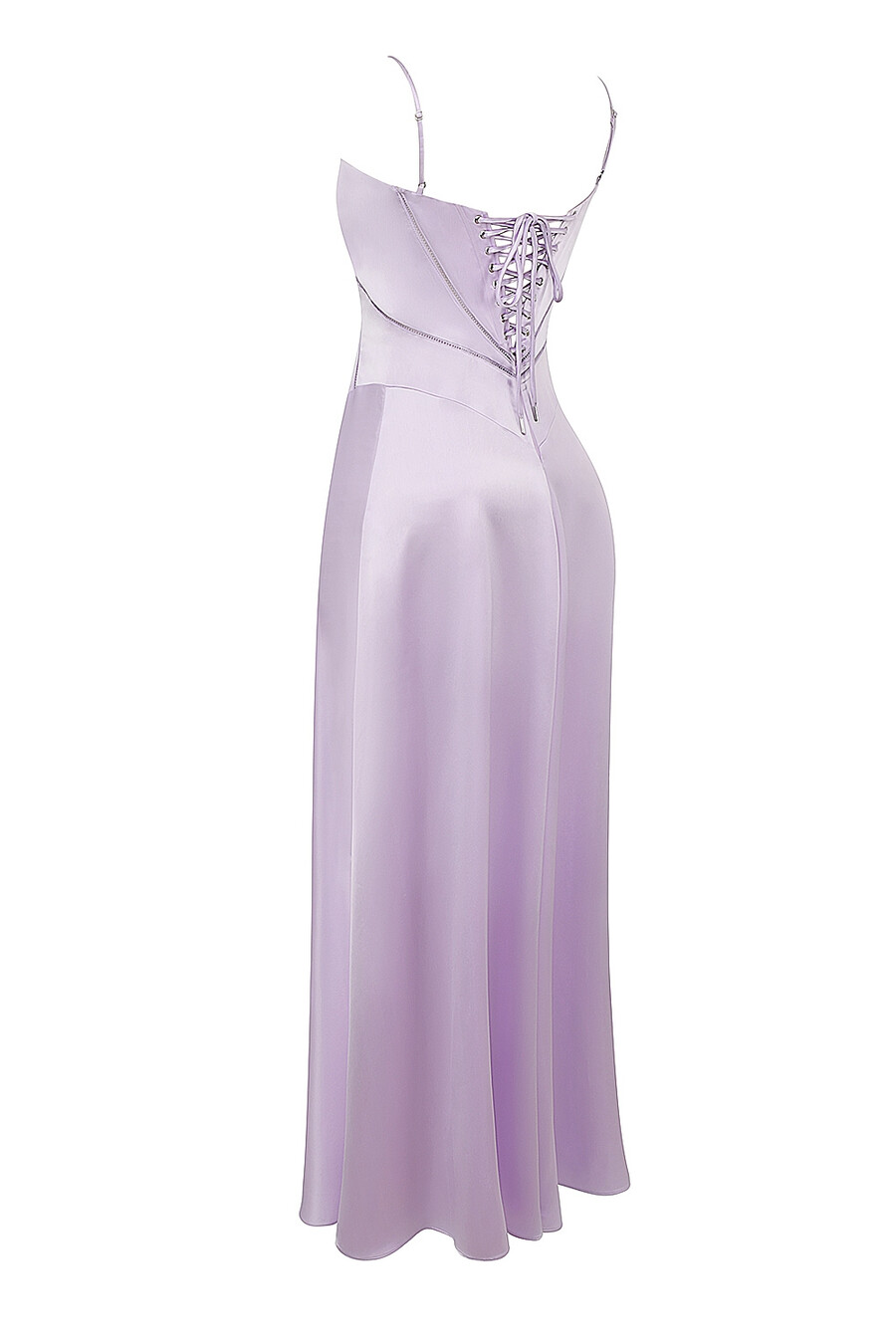 orchideenfarbenes maxikleid mit schnürung