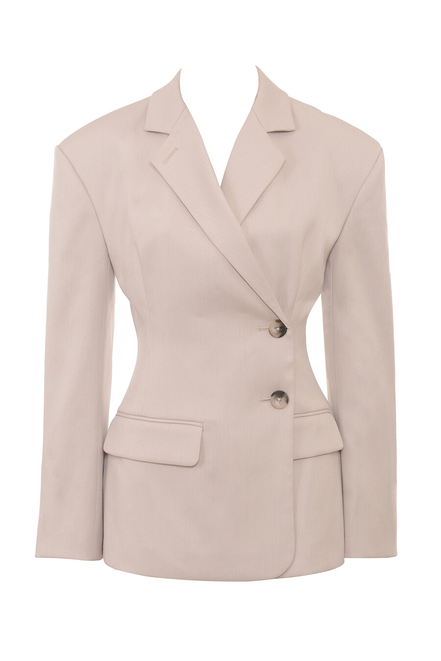 beigefarbener sanduhr-blazer