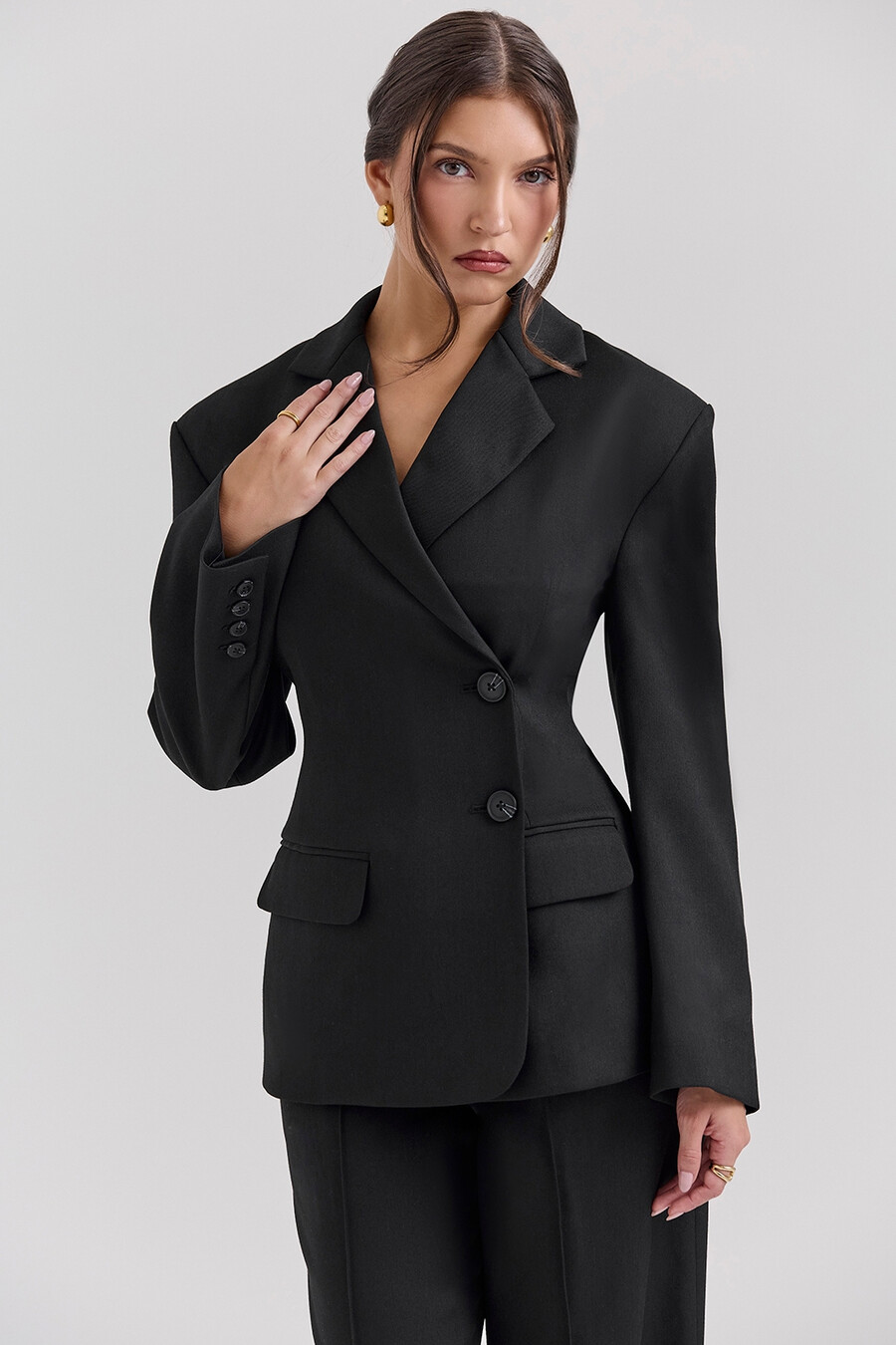 schwarzer sanduhr-blazer