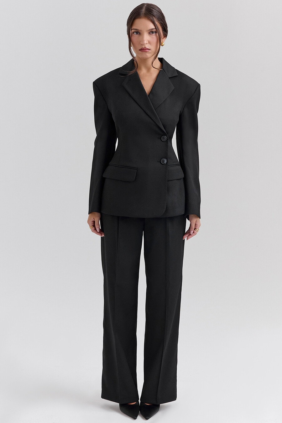 schwarzer sanduhr-blazer