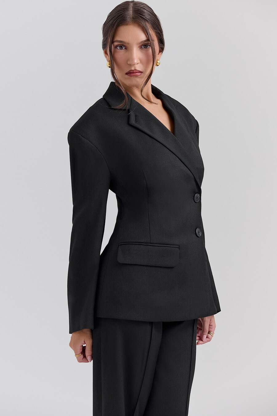 schwarzer sanduhr-blazer