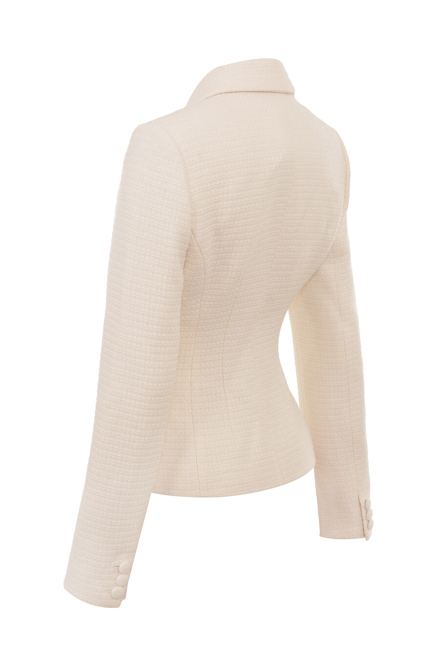 cremefarbener bouclé-blazer mit knopfleiste