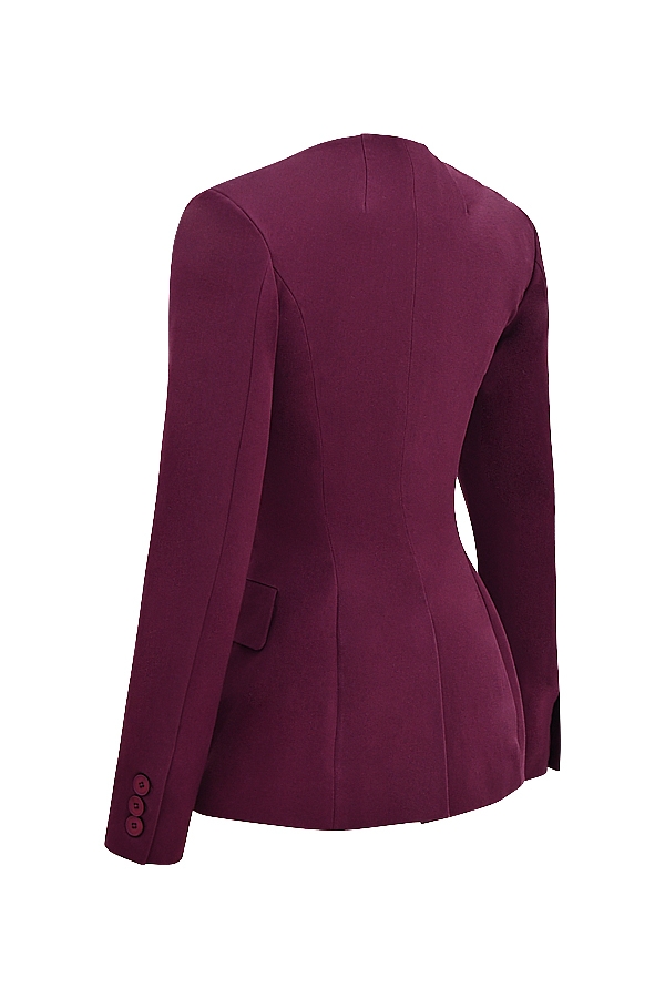weinroter blazer mit tiefem v-ausschnitt