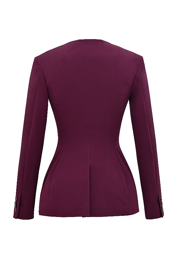 weinroter blazer mit tiefem v-ausschnitt