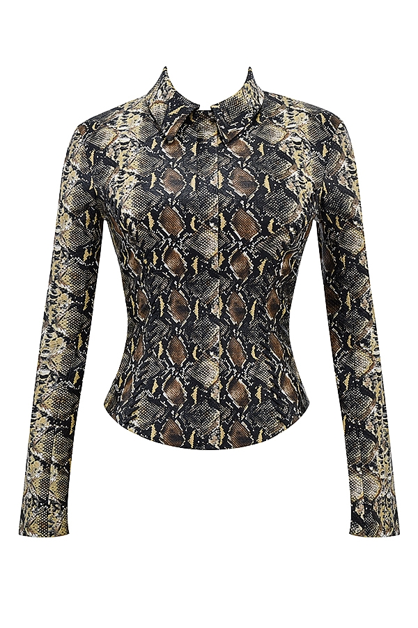 taillierte jacke mit schlangenmuster
