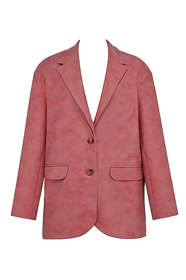 oversize-blazer aus veganem leder in warmem rosa