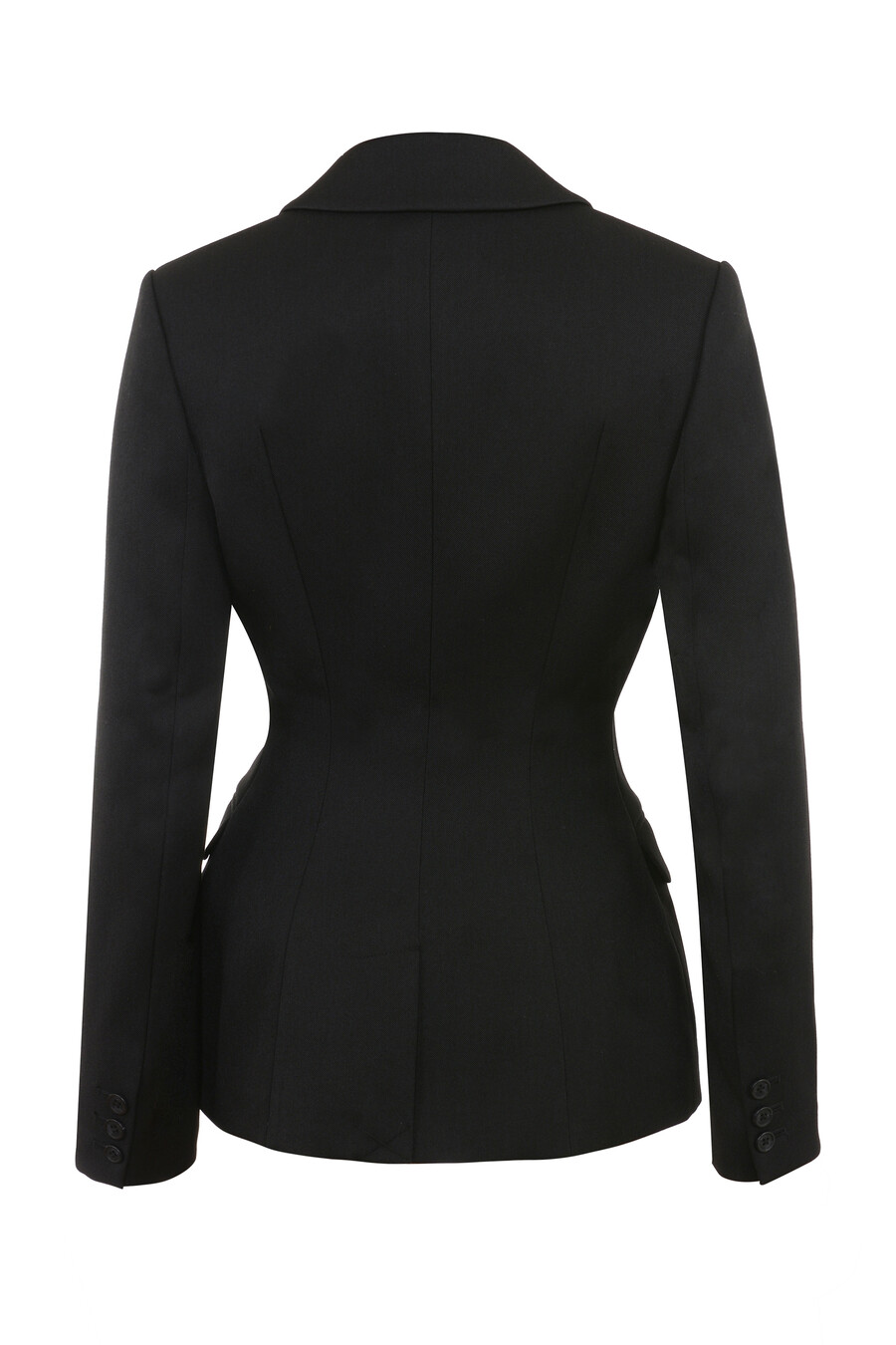 schwarze taillierte sanduhrjacke