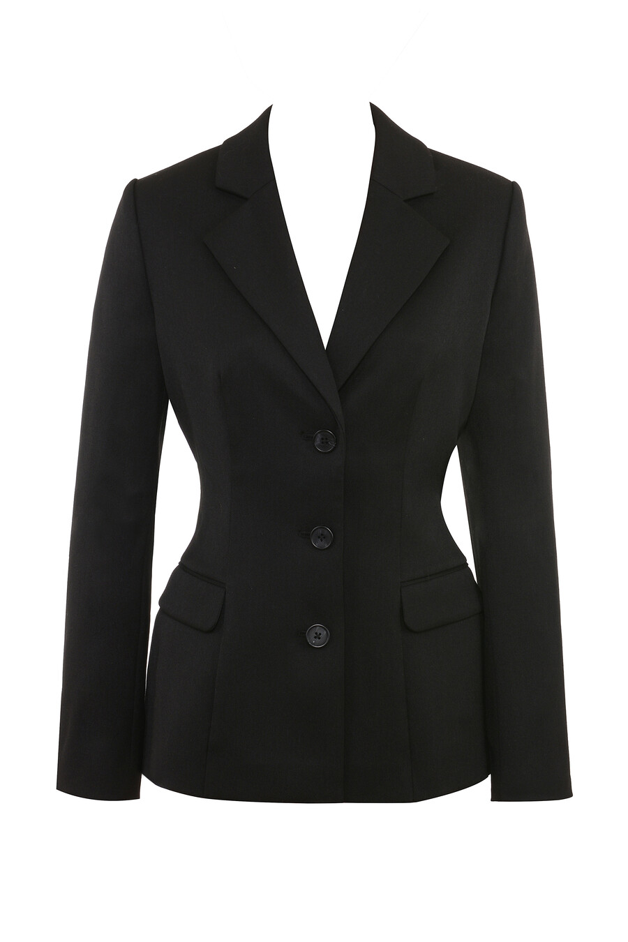 schwarze taillierte sanduhrjacke