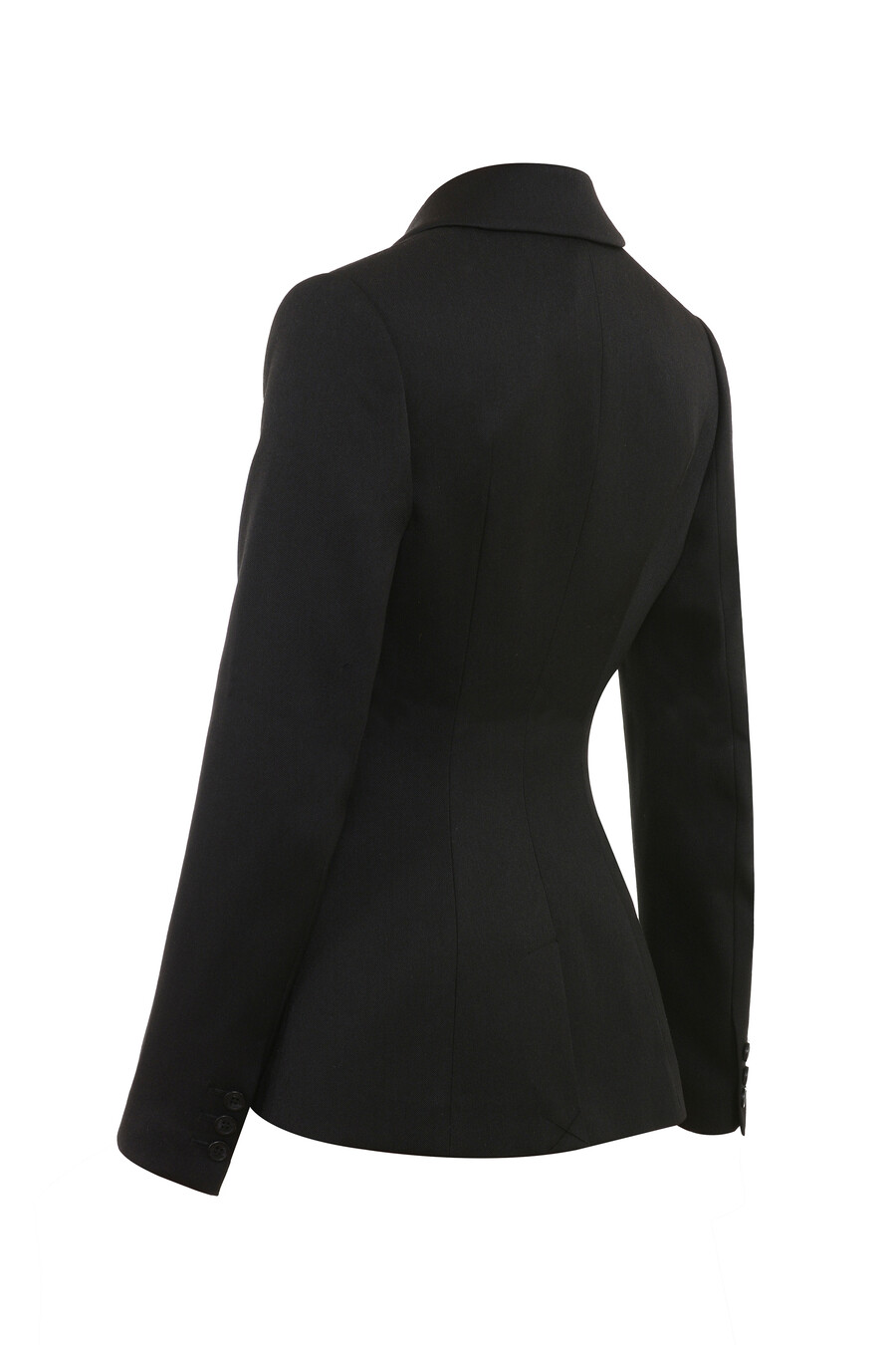 schwarze taillierte sanduhrjacke