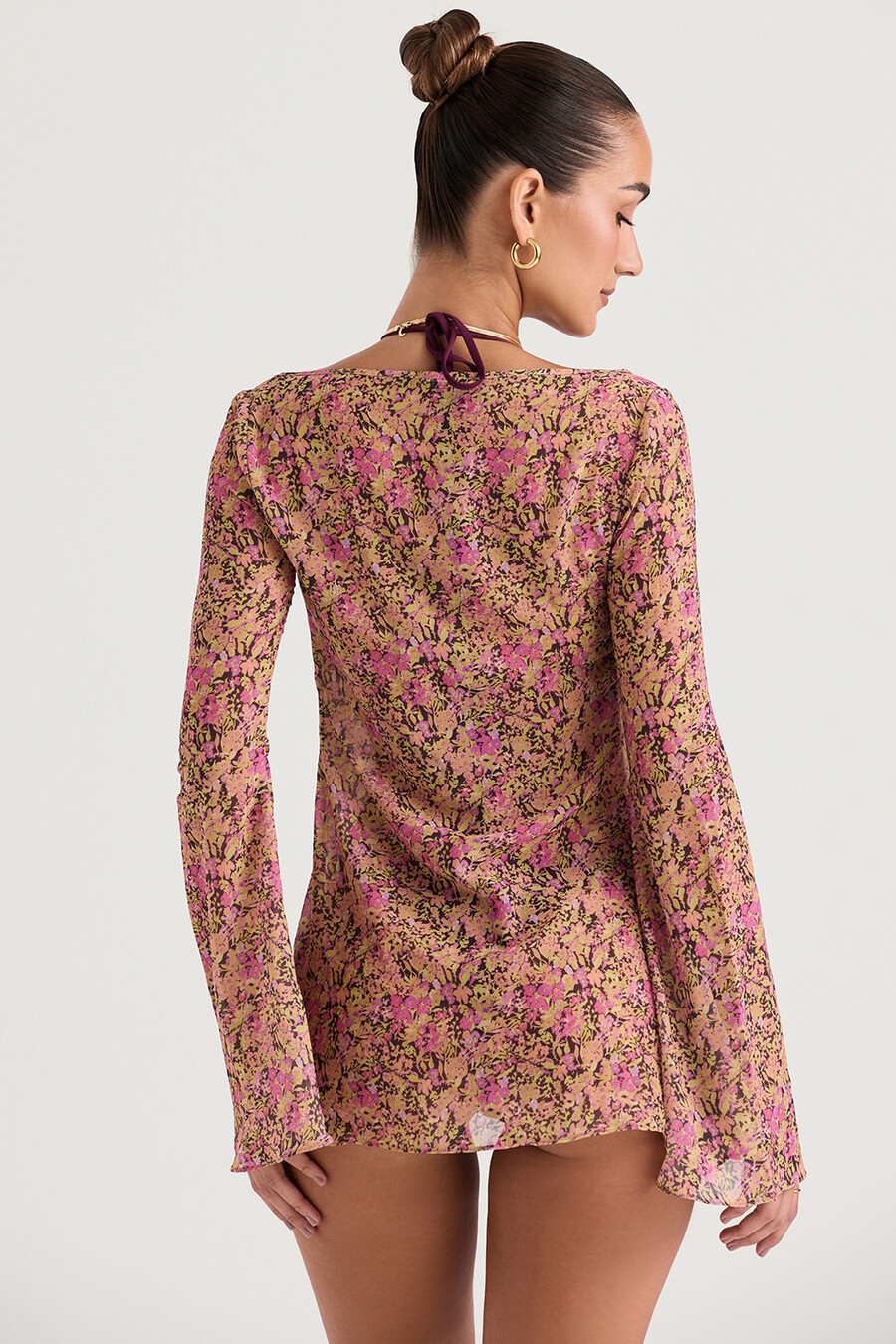 olivenfarbenes blumen-cover-up