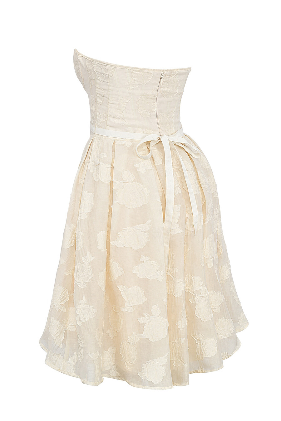 vintage cremefarbenes geblümtes trägerloses minikleid