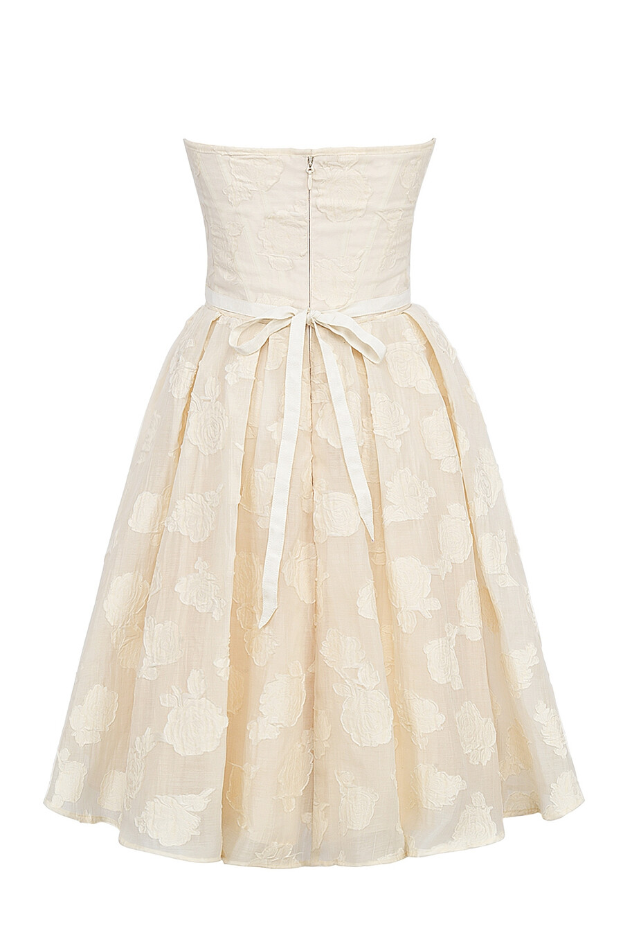 vintage cremefarbenes geblümtes trägerloses minikleid