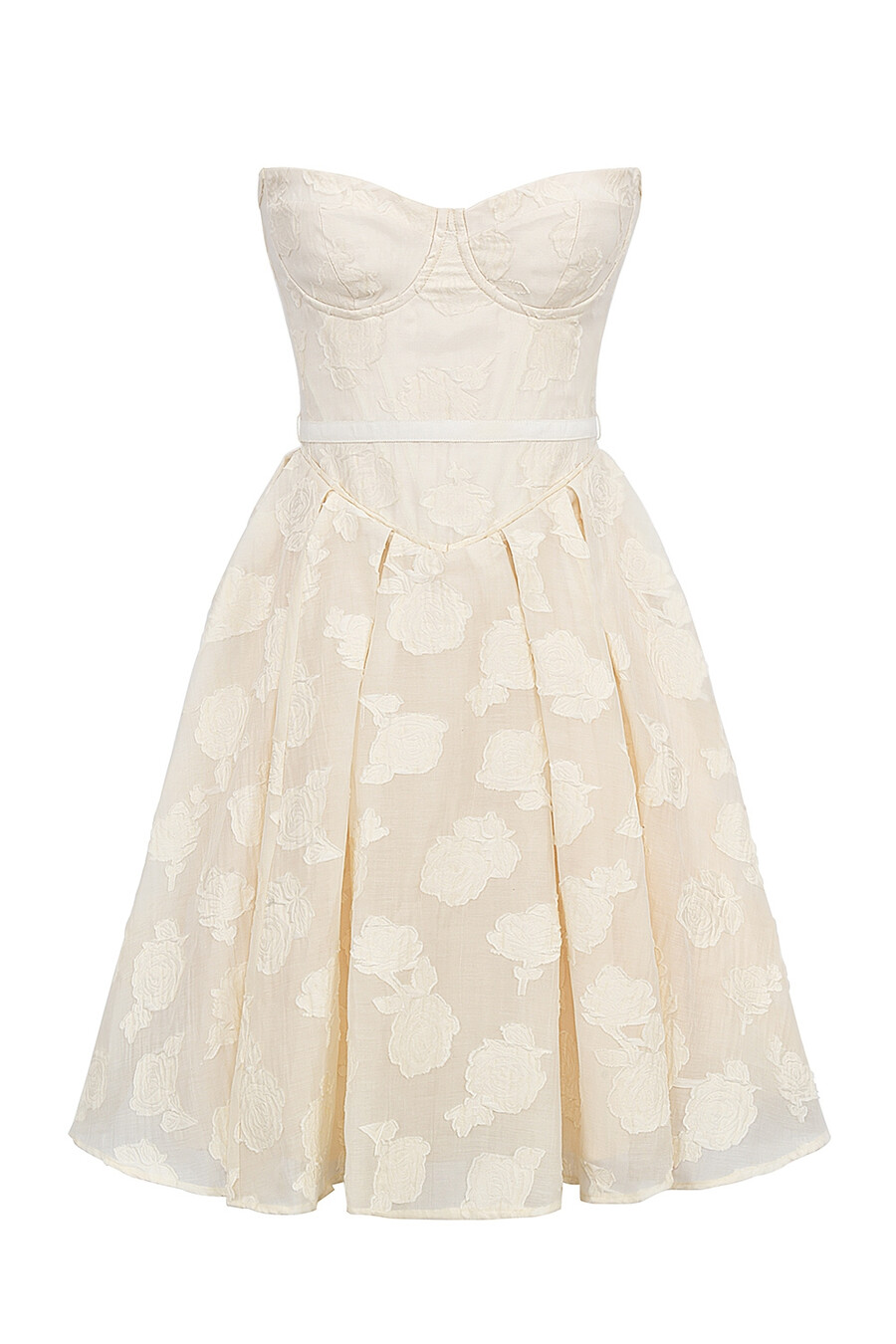 vintage cremefarbenes geblümtes trägerloses minikleid